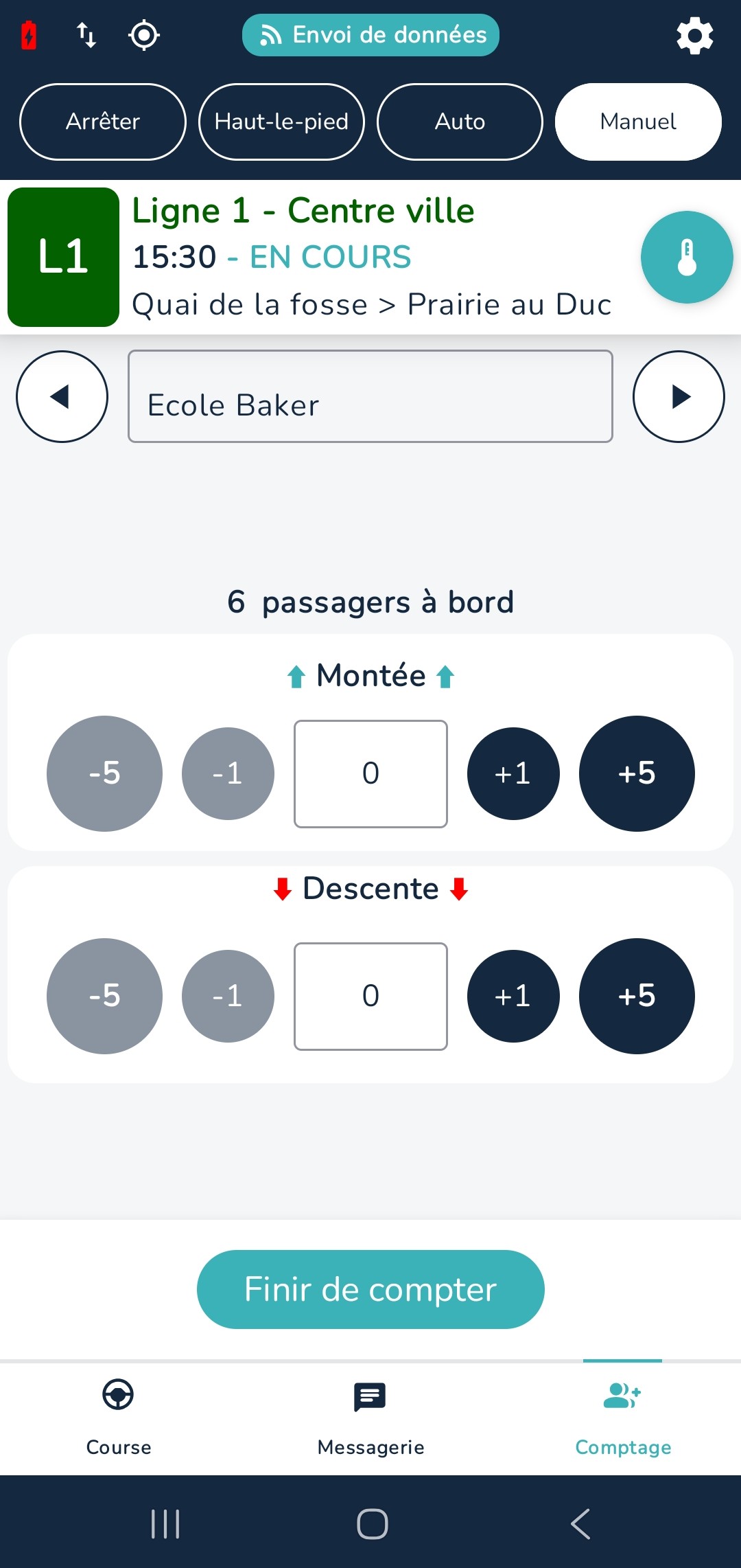 Exemple de comptage à un arrêt